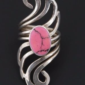 Silver - Tone Pink Glass Bypass Ring